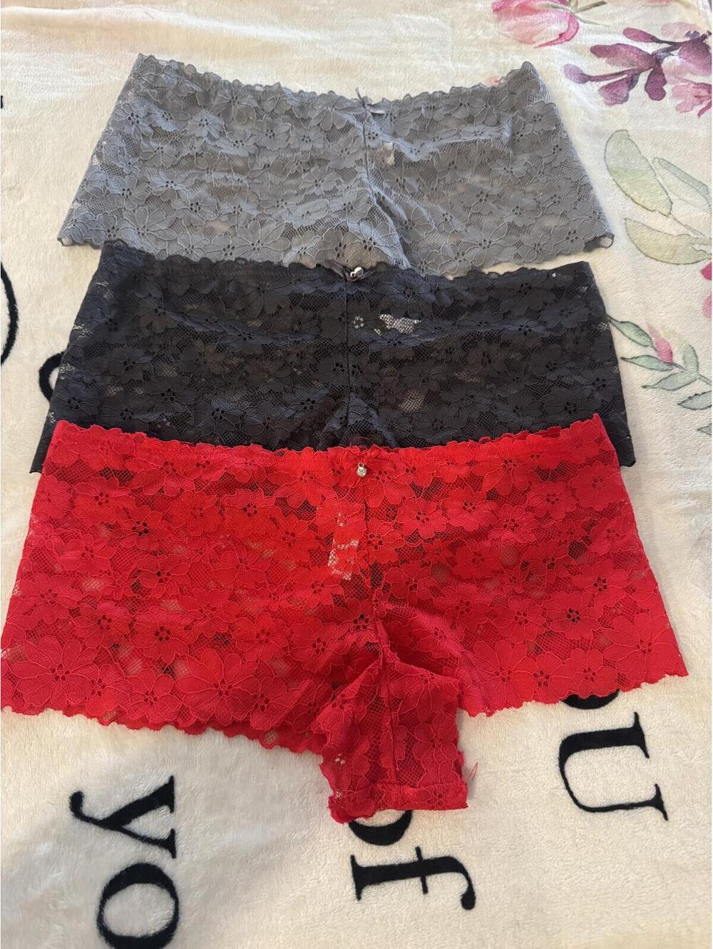 Set of 3 sexy lace panties for women (boyshort/culotte style) Size XL